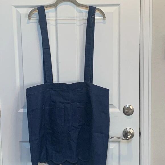 Unique New Unique Vintage Denim Button Suspender Skirt Scallop 1X #293 - Picture 5 of 6